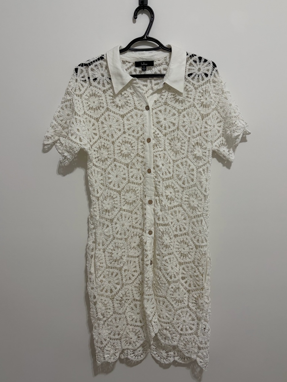 Lulus Crochet Midi Cover Up Button up Dress